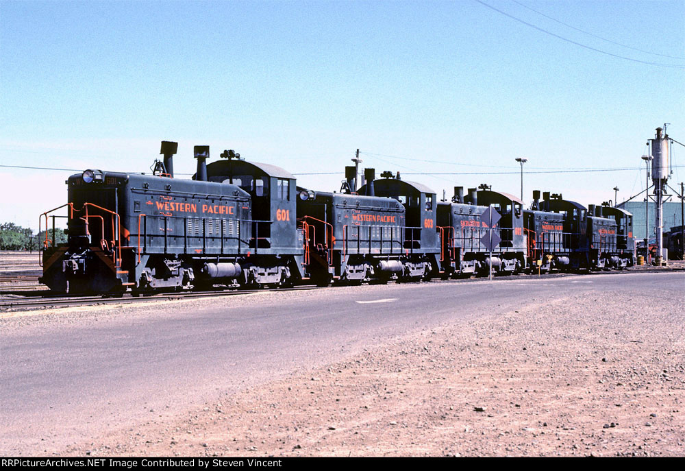 Western Pacific switchers 601, 603, 604, 608 & SN 607.